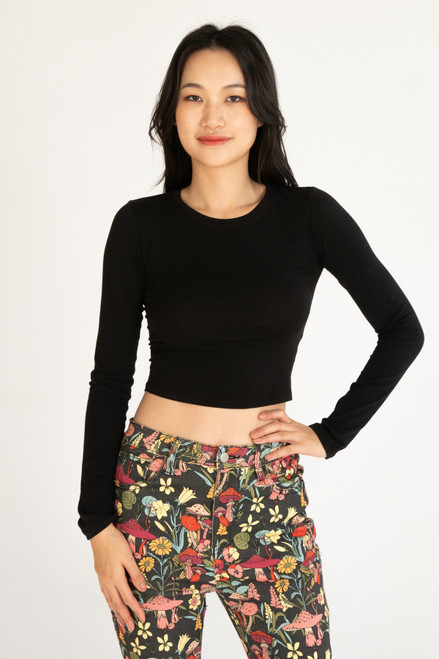 Long Sleeve Crew Neck Crop Top