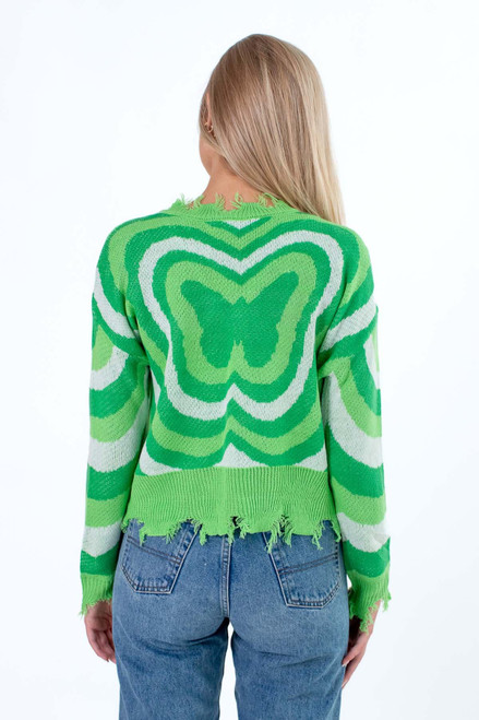 Green Psychedelic Flower Sweater