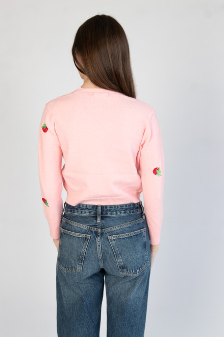 Embroidered Strawberry Cardigan