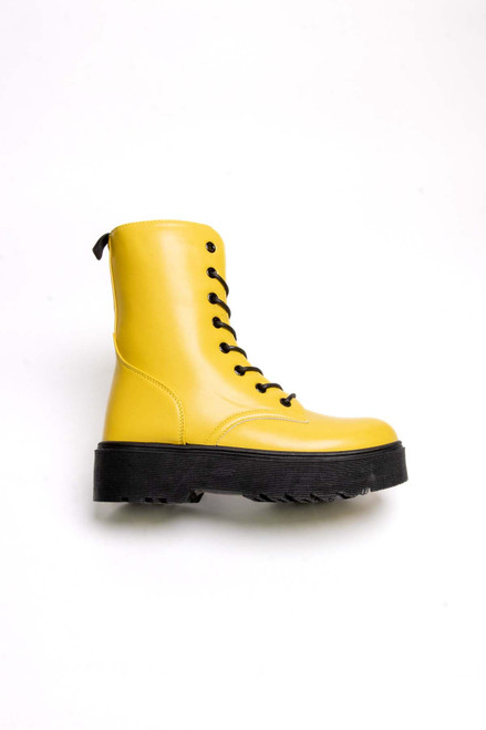 Mustard Yellow Matte Platform Boots