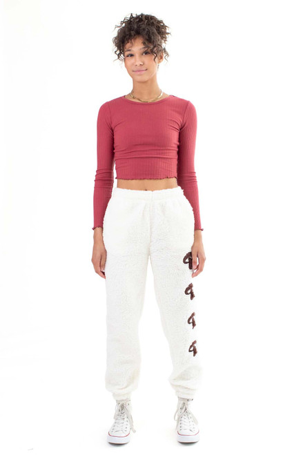 Red Double Ribbed Long Sleeve Crop Top