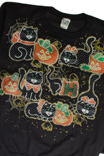 Vintage Cat Collage Halloween Sweatshirt (1990s)