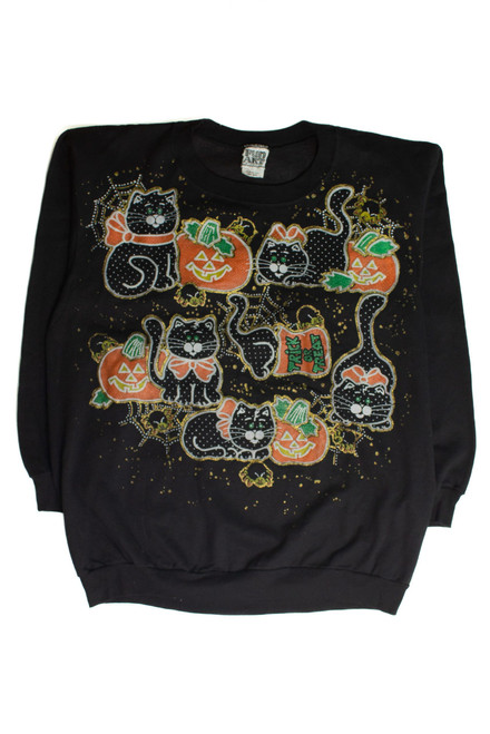 Vintage Cat Collage Halloween Sweatshirt (1990s)