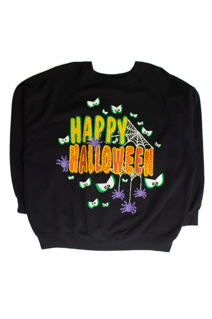 Vintage Spooky Eyes Happy Halloween Sweatshirt (1990s)