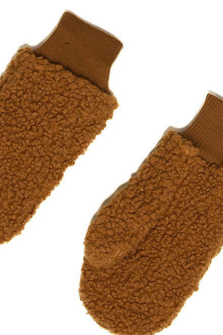 Camel Solid Sherpa Mittens