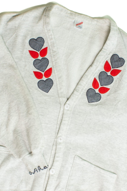 Vintage Hearts Cardigan Sweatshirt (1990s)