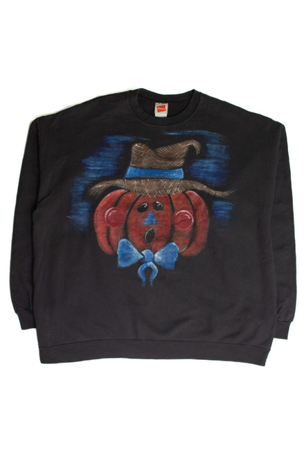 Vintage Painted Pumpkin Halloween Sweatshirt (1990s)