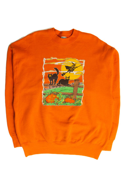 Vintage Witch & Cats Halloween Sweatshirt (1990s)