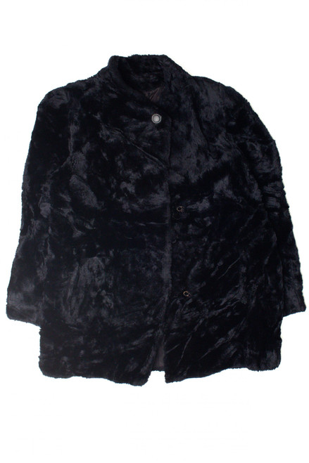 Dark Blue Faux Fur Coat 1