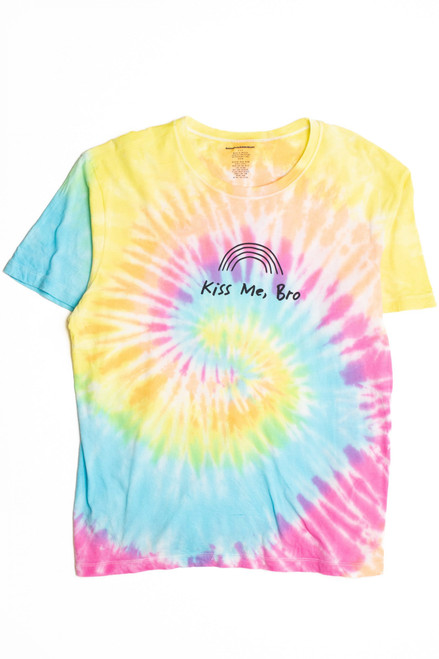 Kiss Me Bro Multicolor Tie Dye Screen Print T-Shirt 5