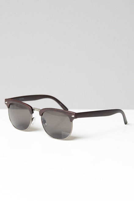 Half Frame Wood Sunglasses