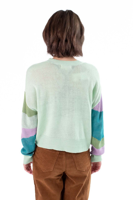 Green Combo Abstract Landscape Cardigan