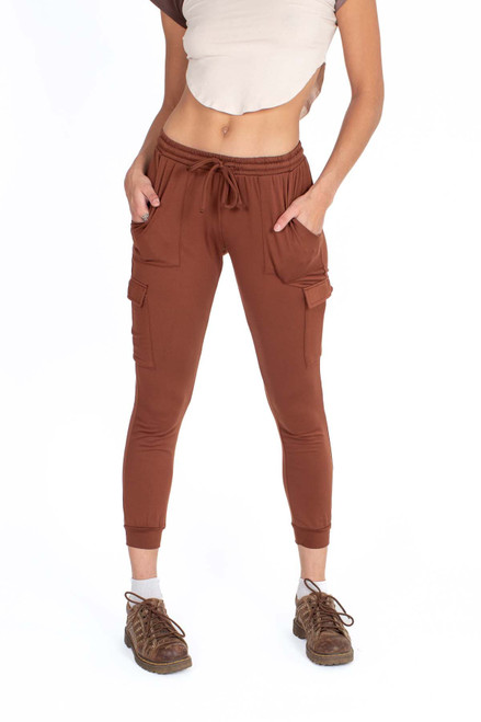 Brown Cargo Pocket Lined Joggers