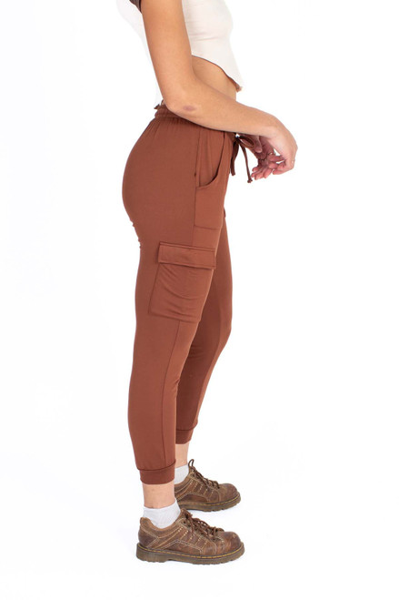 Brown Cargo Pocket Lined Joggers