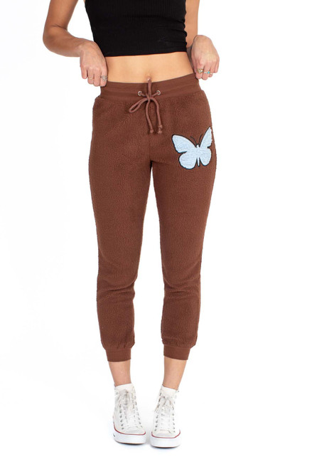 Butterfly Applique Sherpa Joggers