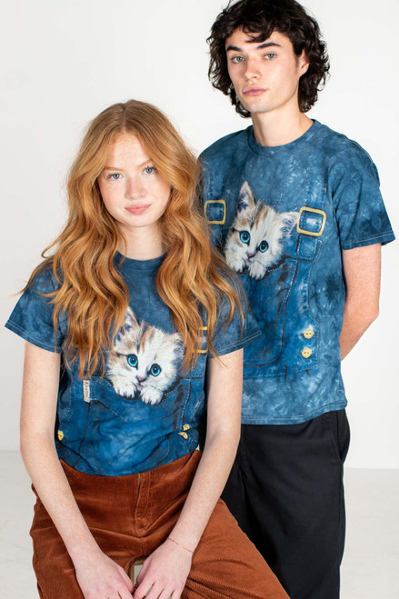 Kitty In Overalls Tie Dye T-Shirt