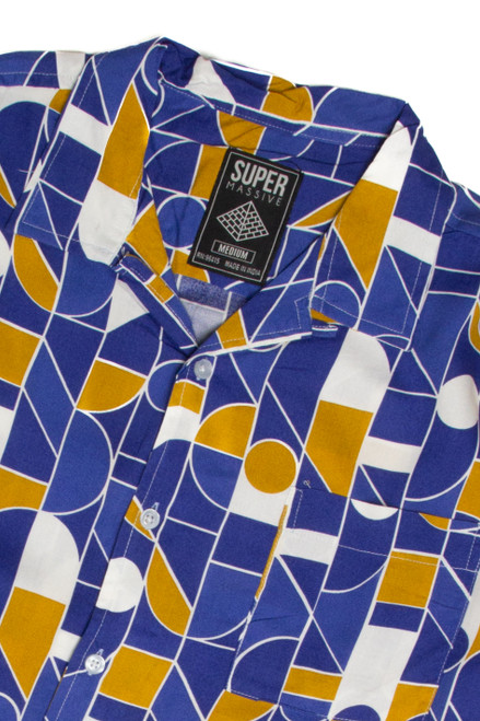 Royal Blue Mosaic Long Sleeve Button Up Shirt