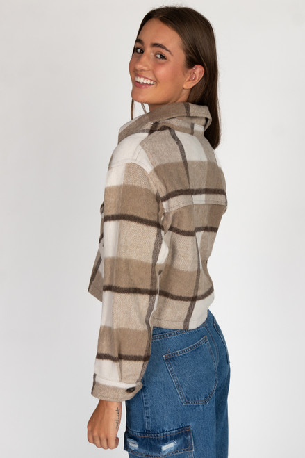 Taupe Skimmer Brushed Plaid Jacket