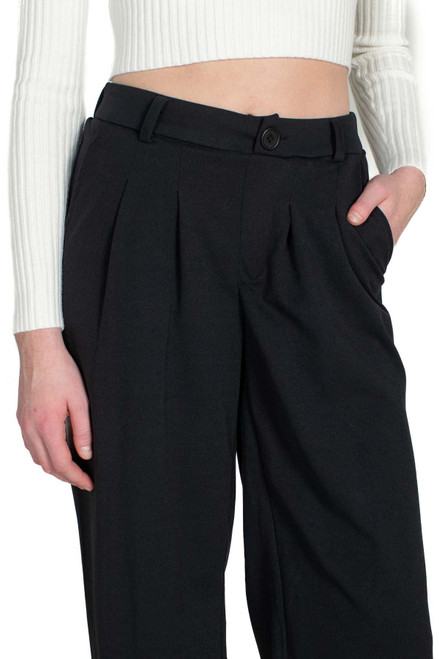 Black Pleated Wide Leg Dad Pant