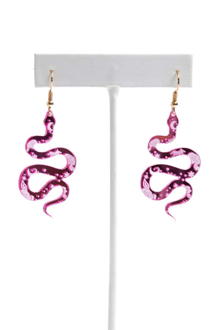 Pink Celestial Snake Earrings