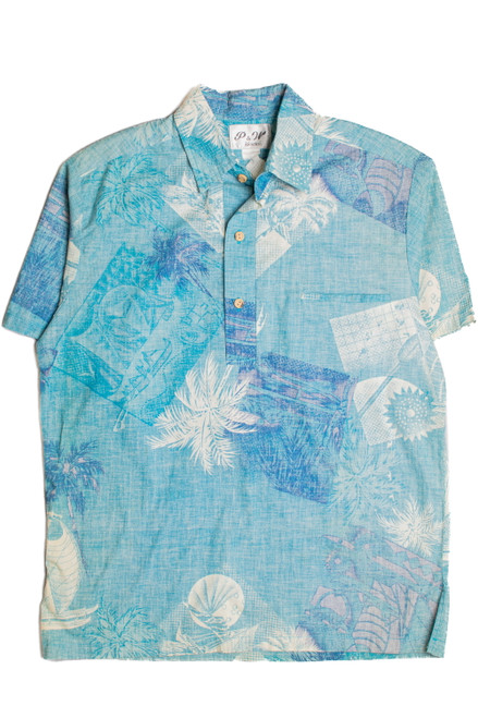 Light Blue Hawaiian Polo Shirt 2270