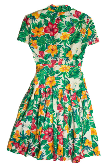 Vintage Tropical Flowers Shirt Dress (sz. Medium)