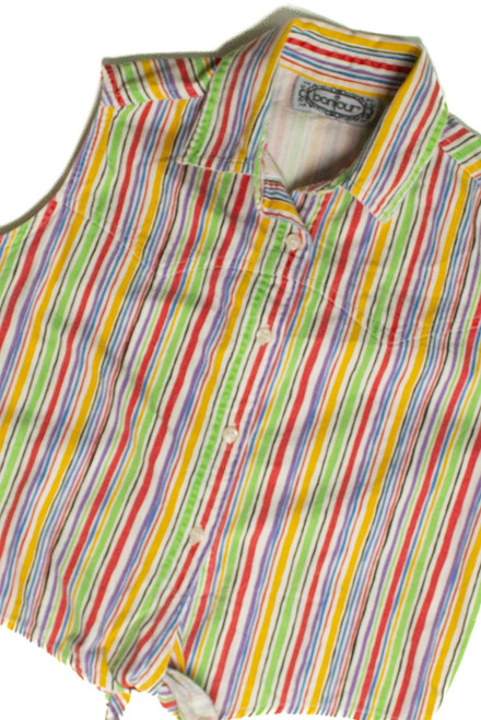 Vintage Multicolor Stripe Tie Front Vest (sz. Medium)
