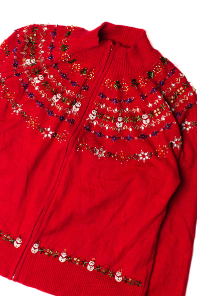 Beaded Small Snowmen Ugly Christmas Cardigan 59431 (2006)