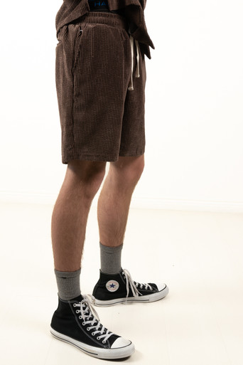 Chocolate Brown Washed Corduroy Shorts