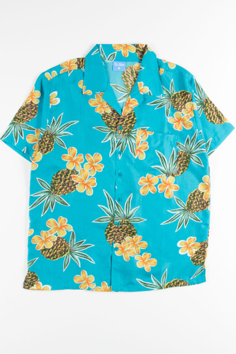 Blue Pineapple Floral Hawaiian Shirt