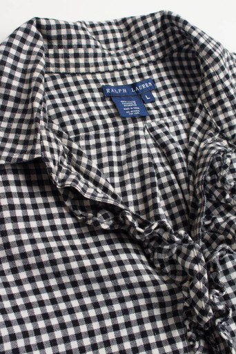 Ruffle Collar Ralph Lauren Flannel Shirt Dress - Ragstock.com