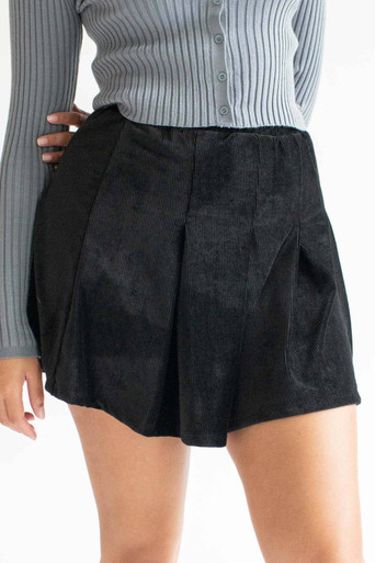 Black cord shop skater skirt