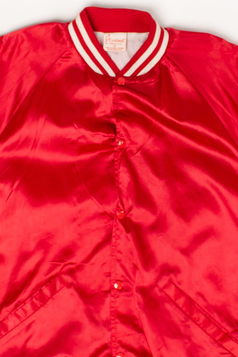 White & Red Satin Varsity Jacket - 2023