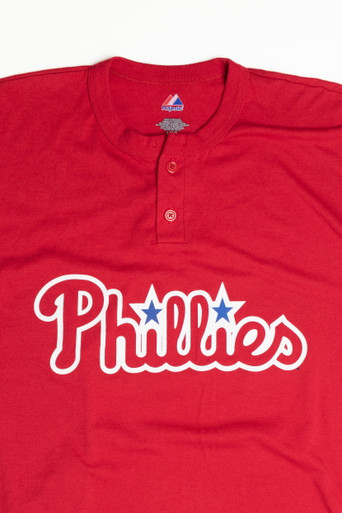 Majestic Phillies Baseball Jersey Shirt V Neck. Short Sleeve. Size  Women's Small