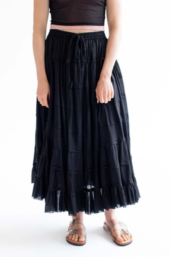 Black Tiered Maxi Skirt - Ragstock.com