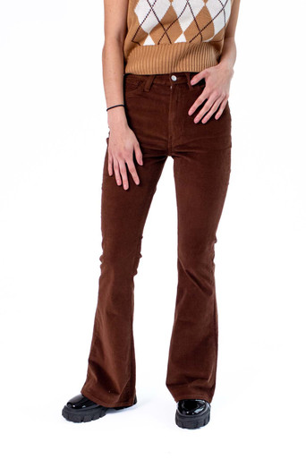 Women's Corduroy Flare Pants High Waist Elastic Straight Fit