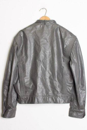 Grey Leather Bomber Jacket - Ragstock.com