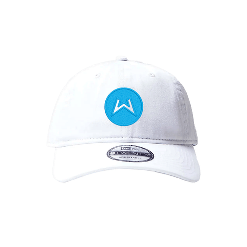 New Era 920 - White Curved Hat - Blue Logo INC - UK