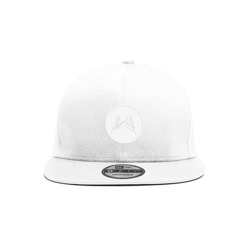White Flat Brim Hat - White Logo - UK