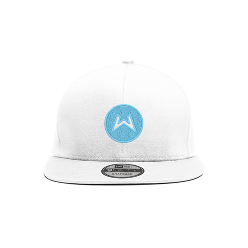 New Era 950 - White Flat Brim Hat - Blue Logo - UK