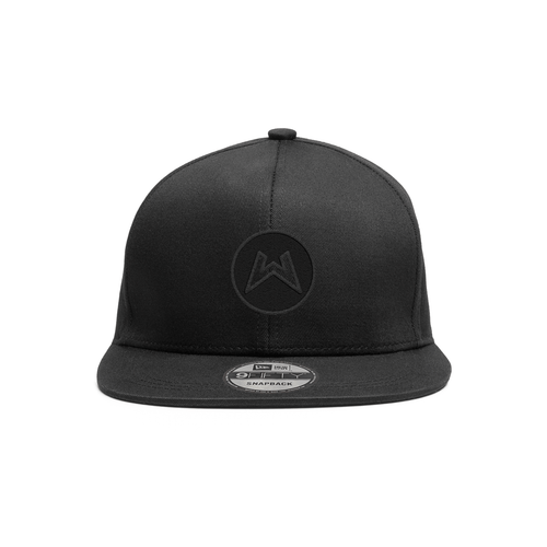 New Era 950 - Black Flat Brim Hat - Black Logo - UK