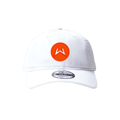 New Era 920 - White Curved Hat - Orange Logo - UK