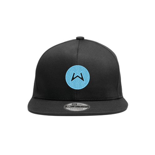 New Era 950 - Black Flat Brim Hat - Light Blue Logo - CA