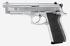 TAU Model PT-92 9mm 5 Inch Barrel Stainless Steel Finish Rubber Grip Panels Fixed Sights Accessory Rail 17 Round