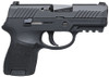 SIG P320 Sub Compact Striker 9mm 3.6 Inch Barrel Contrast Sights Black Nitron Slide Finish Accessory Rail 12 Round
