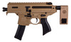Sig Sauer PMPX3BCH MPX Copperhead 9mm Luger Caliber with 3.50" Barrel, 20+1 Capacity, Coyote Elite Cerakote Metal Finish, Folding Pivoting Contour Brace Stock & Black Polymer Grip Ambidextrous Hand