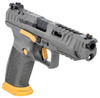 Canik HG6610TN SFx Rival 9mm Luger Caliber with 5" Barrel, 18+1 Capacity, Rival Gray Finish with Picatinny Rail & Gold Cerakote Accents Frame, Aggressive Serrated Steel with Optic Cut/Ports Slide & Interchangeable Backstrap Grip