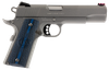 Colt Mfg O1073CCS 1911 Government Competition 38 Super Caliber with 5" National Match Barrel, 9+1 Capacity, Overall Stainless Steel Finish, Serrated Slide, Scalloped Blue Checkered G10 Grip & 70 Series Firing System