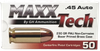 Maxx Tech .45 ACP Ammo 230gr FMJ Ammunition - 50 Rounds