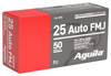 Aguila .25 ACP Ammo 50gr FMJ Ammunition - 50 Rounds
